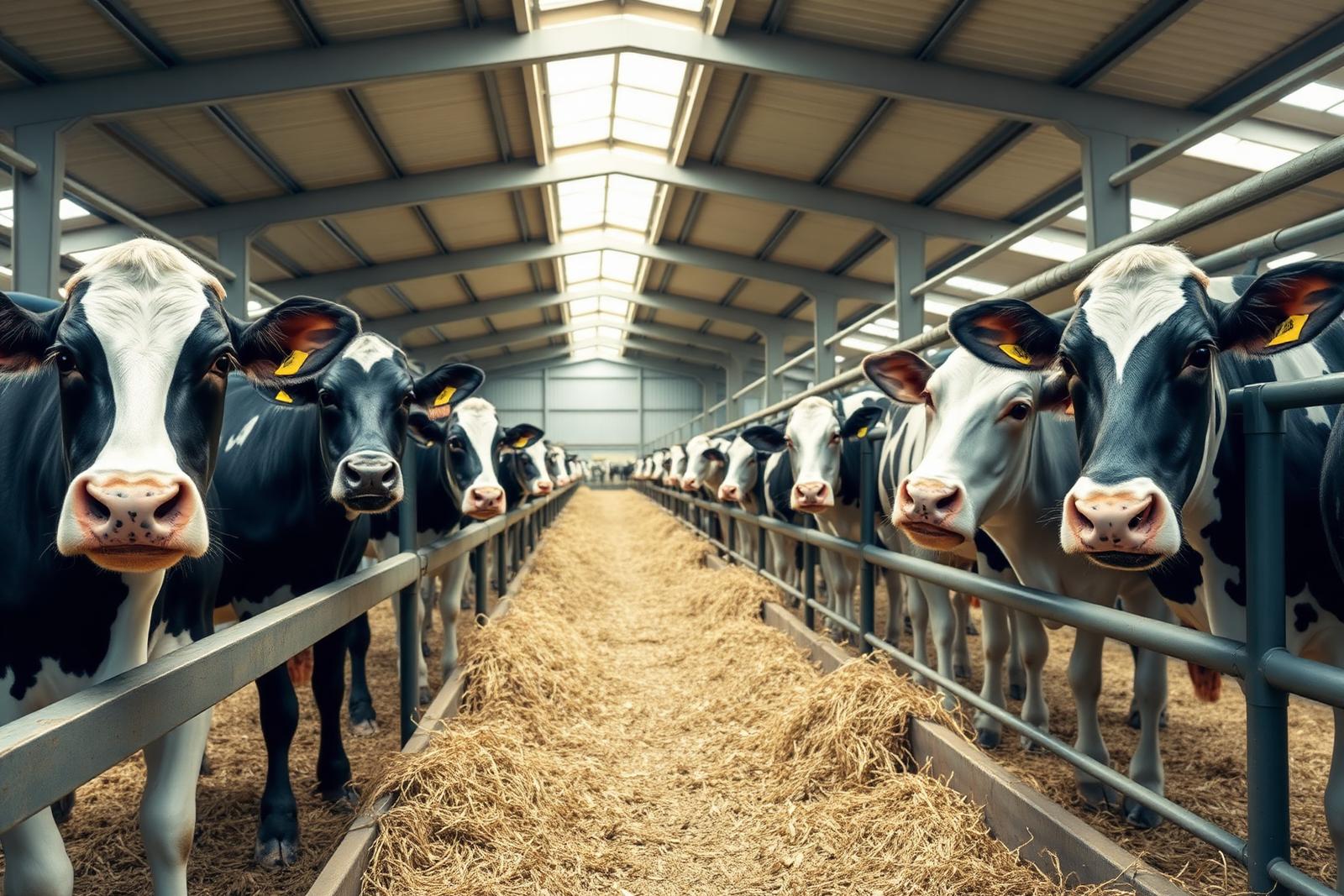 Holstein-Friesian Milchkühe im modernen Stall